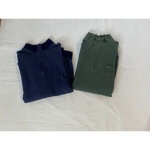Criquet Lot Of 2   1/4 Quarter Zip Pullover Shirt Sweater Blue Green  XL